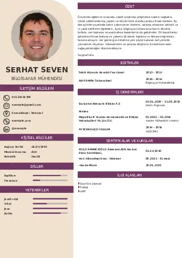 Bilgisayar Mühendisi CV Örnekleri cv indir